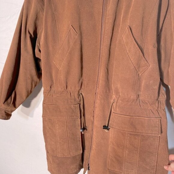 Vintage Cosa Nova Long Brown Leather Coat L - Picture 7 of 16